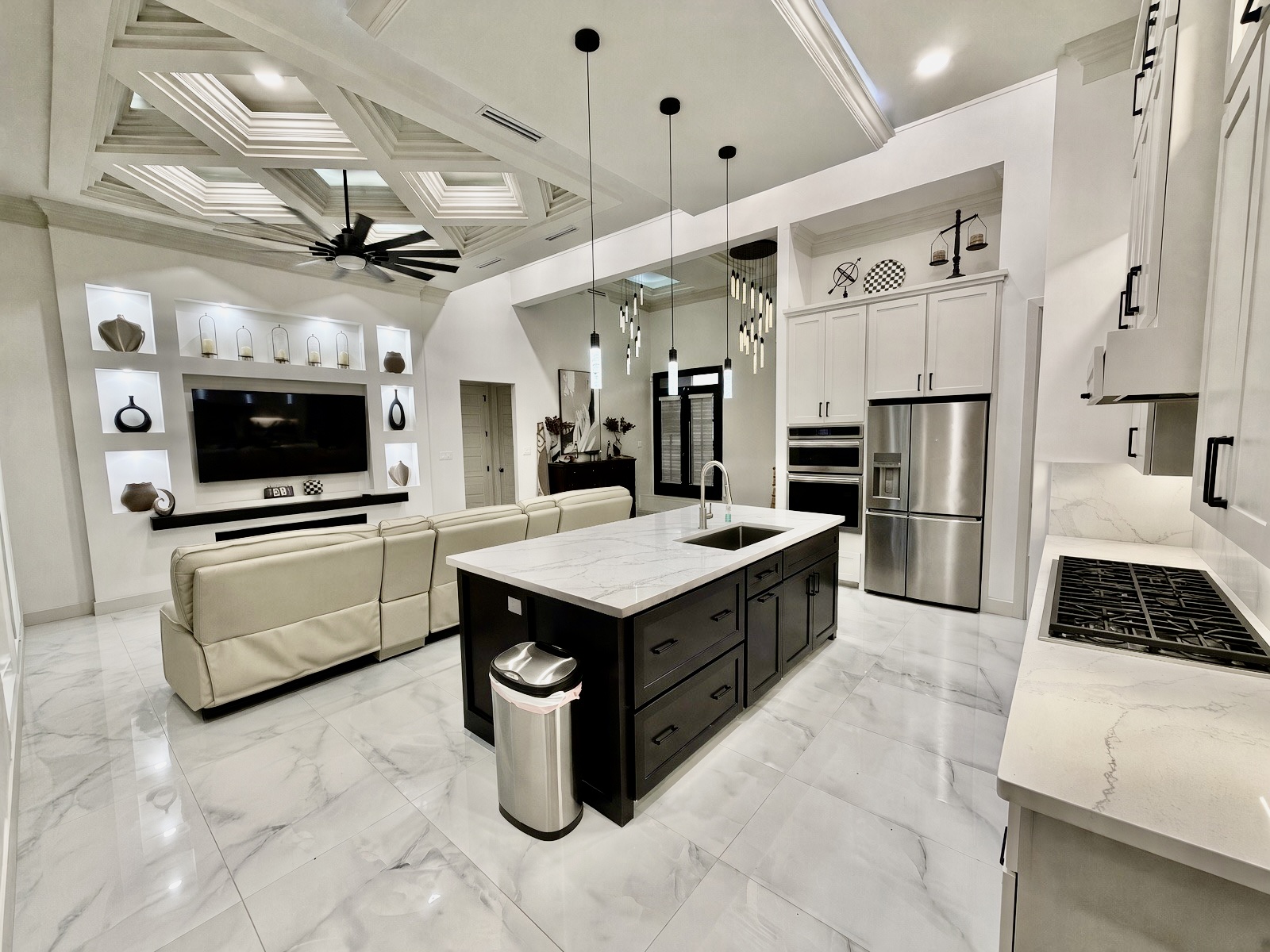 Open living room and kitchen