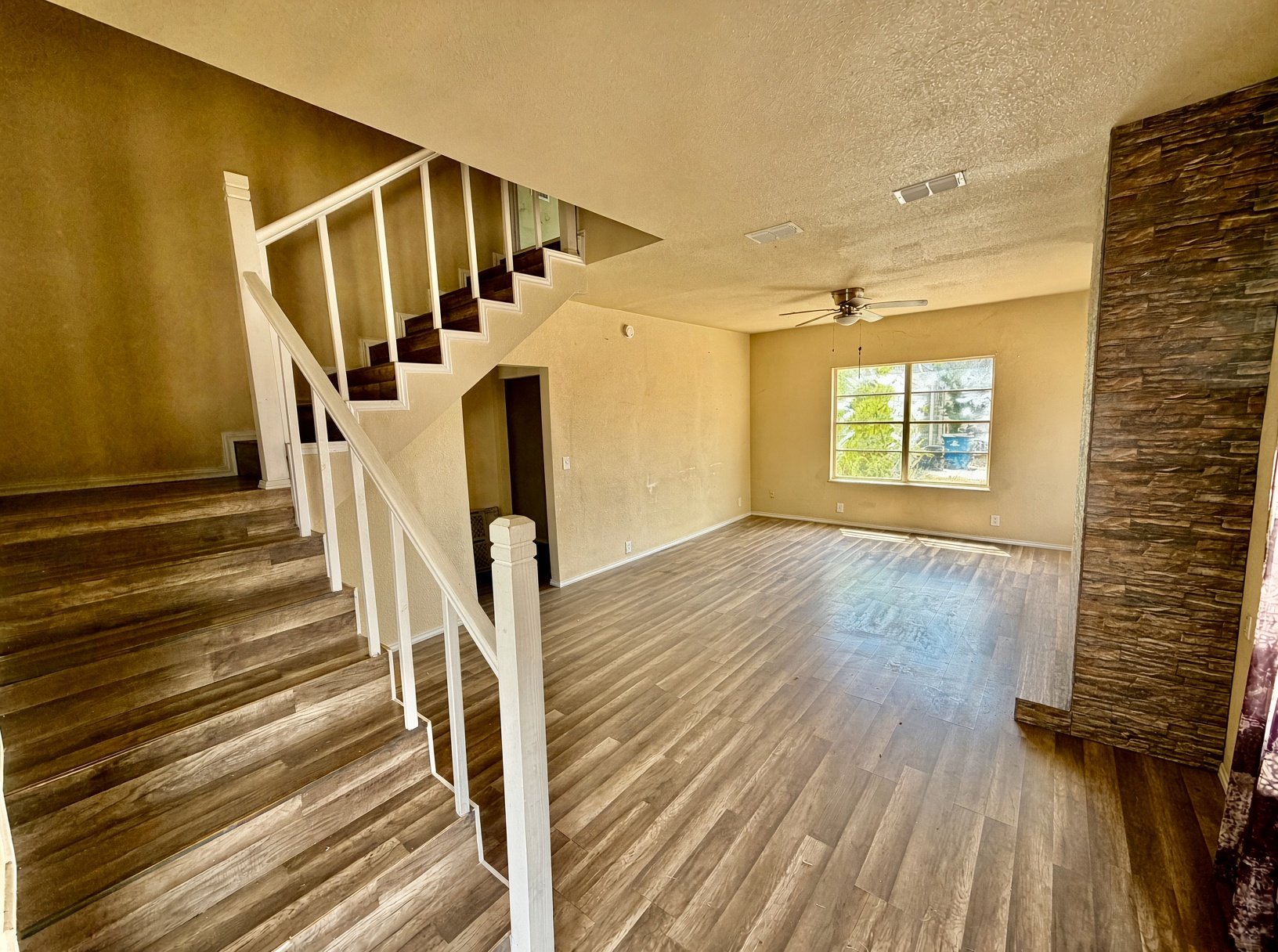 Living area with stairs